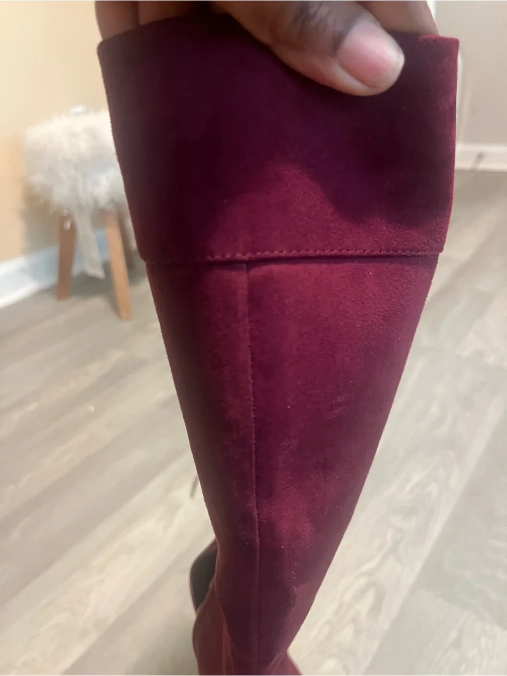 Women's Over-the-Knee Lace-Up Platform Boots in Burgundy witchy Fairycore